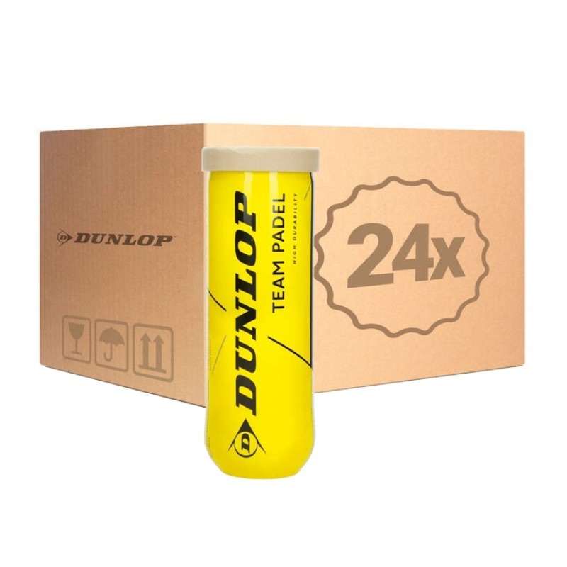 Cajon 72 Pelotas - 24 Botes de 3 uds - Dunlop Team Padel - Barata Oferta Outlet