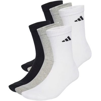 Calcetines Adidas Cushioned Crew Blanco Gris Negro 6 Pares