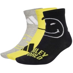 Adidas Smiley Grey Yellow Socks 3 Pairs