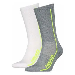 Head Performance Crew Socks White Lime Gray 2 Pairs