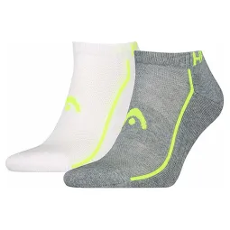 Head Performance Sneaker Socks White Gray Lime 2 Pairs