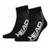Head Stripe Quarter Socks Black White 2 Pairs
