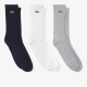 Calcetines Lacoste Sport Corte Alto Gris Blanco Azul 3 Pares - Barata Oferta Outlet