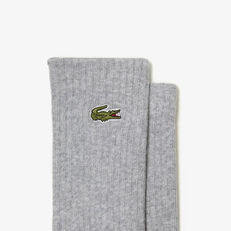 Calcetines Lacoste Sport Corte Alto Gris Blanco Azul 3 Pares - Barata Oferta Outlet