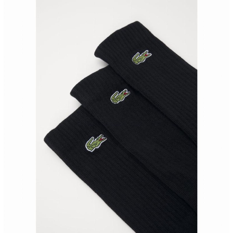 Calcetines Lacoste Sport Corte Alto Negro 3 Pares - Barata Oferta Outlet