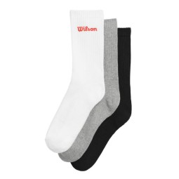 Calcetines Wilson Crew Blanco Gris Negro 3 Pares