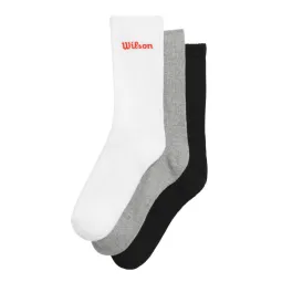 Wilson Crew Socks White Gray Black 3 Pairs