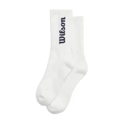 Wilson Crew Logo Socks White Navy Blue 1 Pair