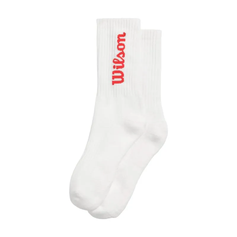Wilson Crew Logo Socks White Red 1 Pair