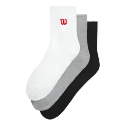 Wilson Quarter Top Socks White Gray Black 3 Pairs