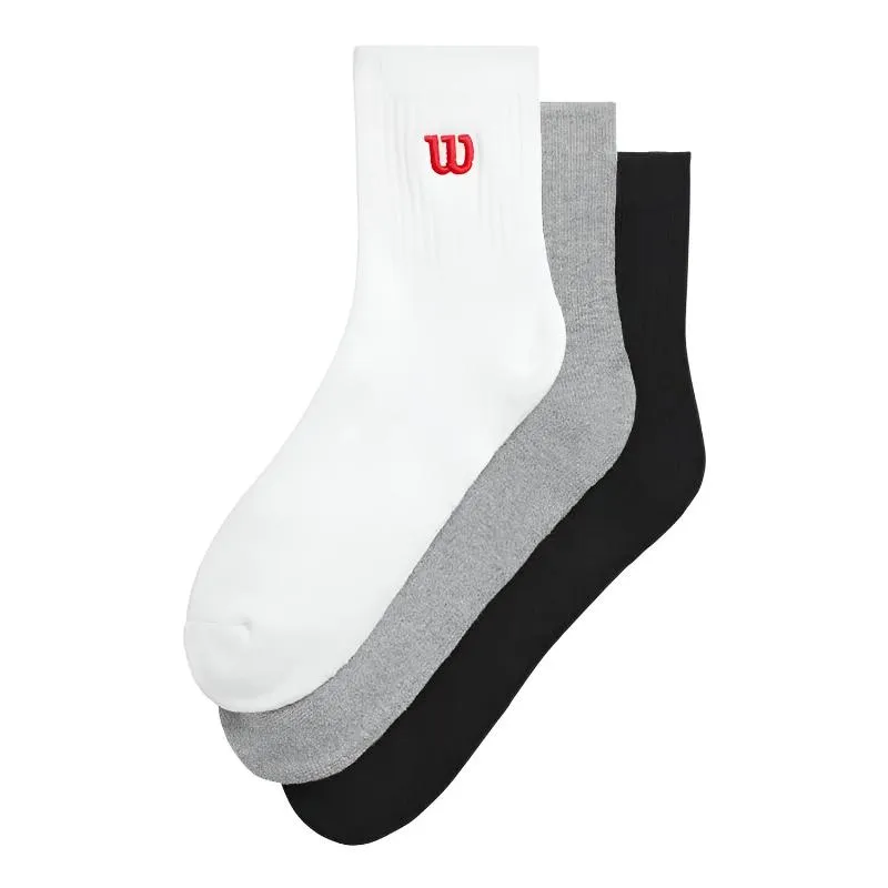 Wilson Quarter Top Socks White Gray Black 3 Pairs