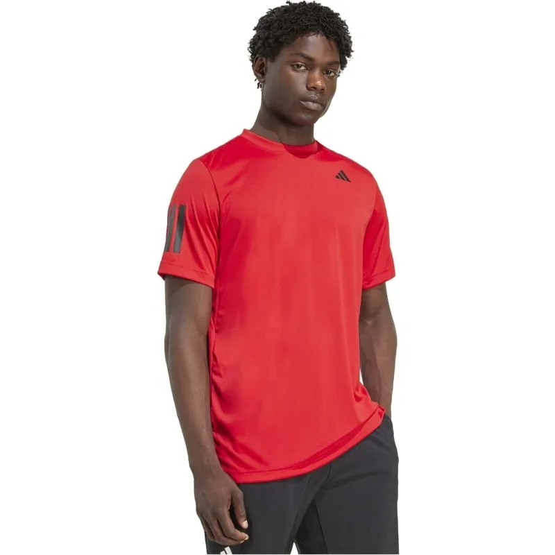 Adidas Club 3 Stripes Red Black T-Shirt