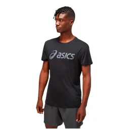 T-shirt Asics Core SS Performance Logo Grande Negro Gris