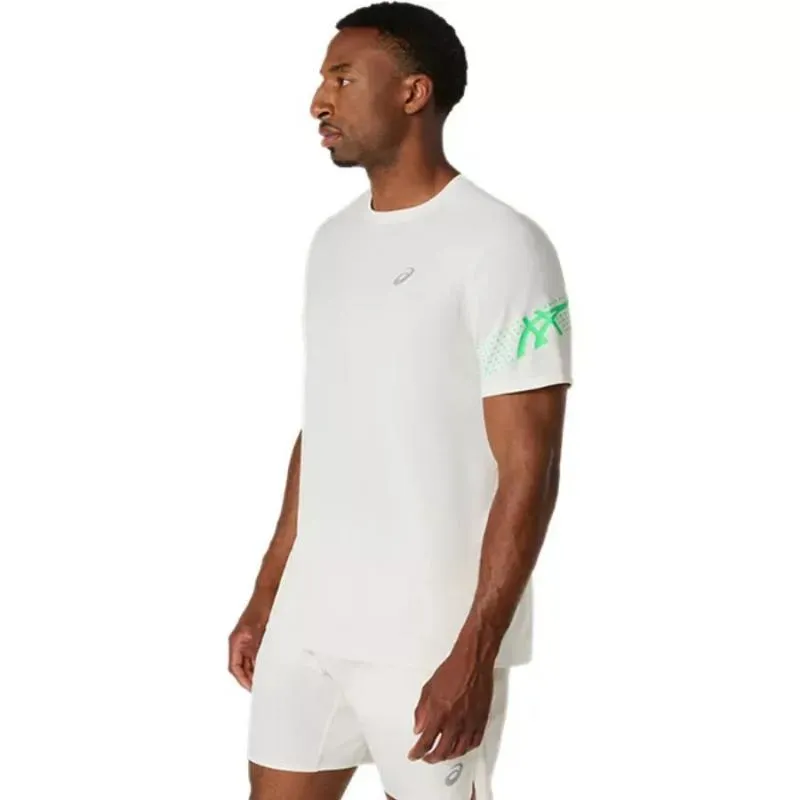 Asics Icon SS Top White Cream Green T-Shirt