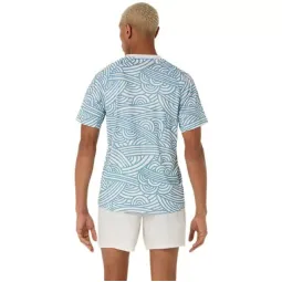 Asics Padel Court Print SS Top Cream Blue T-shirt