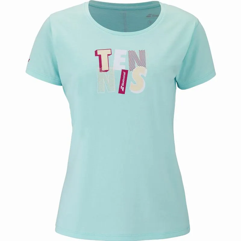 Camiseta Babolat Exercise Message Azul Claro Mujer