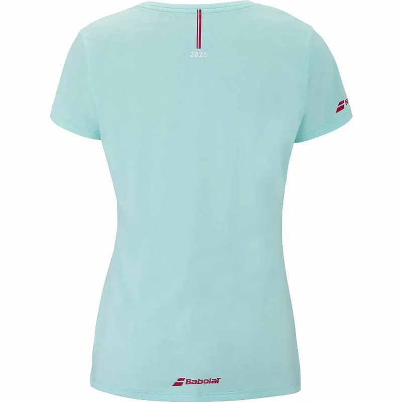 Camiseta Babolat Exercise Message Azul Claro Mujer