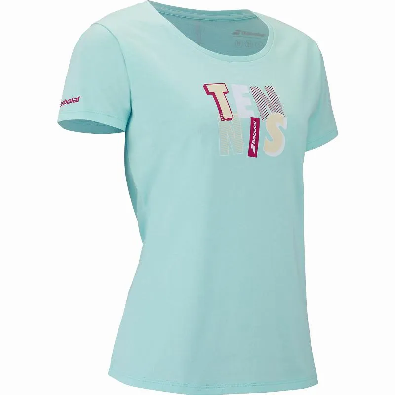 Camiseta Babolat Exercise Message Azul Claro Mujer
