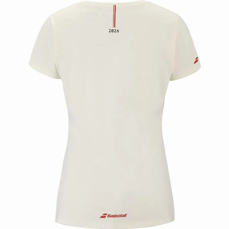 Camiseta Babolat Exercise Message Crema Mujer