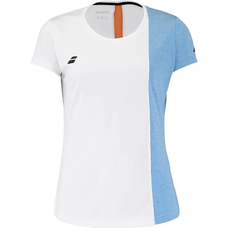 Camiseta Babolat Play Capsleeve Blanco Azul Mujer