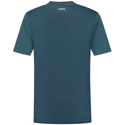 Camiseta Kswiss Hypercourt Print Crew 5 Verde Petroleo Rosa