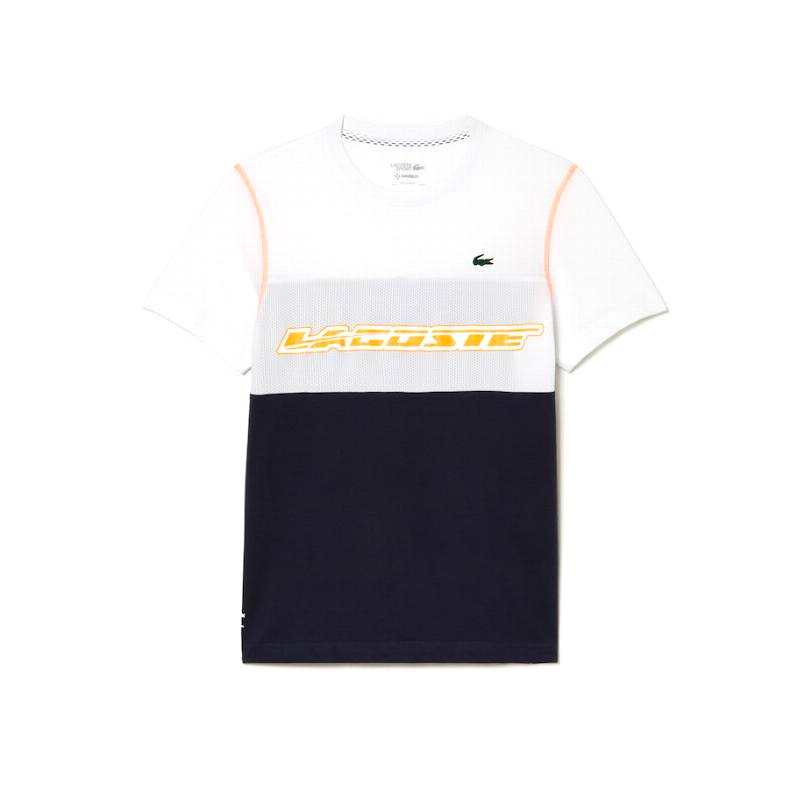 Camiseta Lacoste Sport Medvedev Blanco Azul Naranja - Barata Oferta Outlet