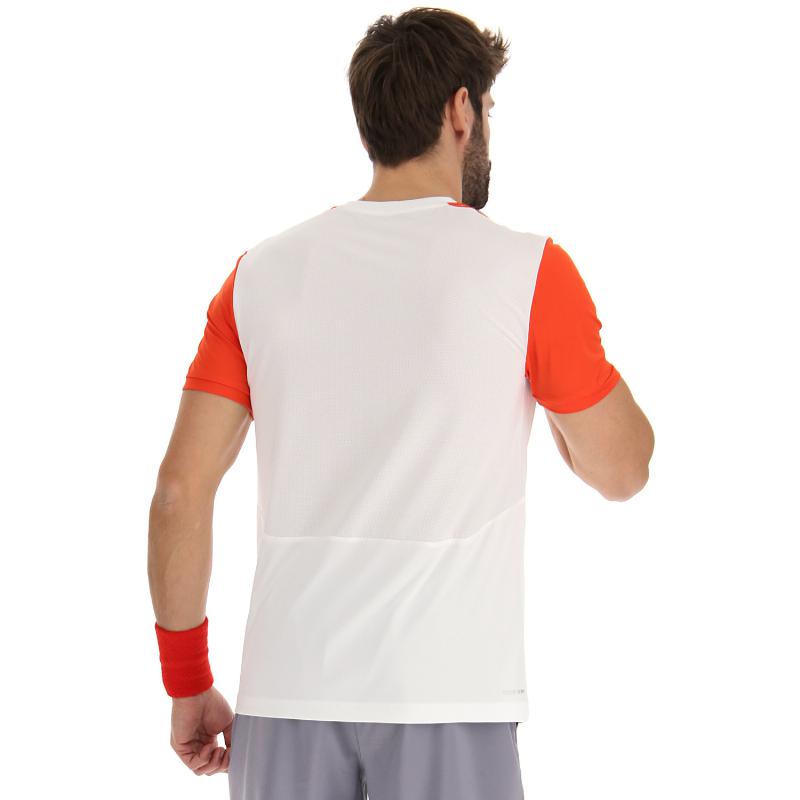 Camiseta Lotto Top IV Blanco Brillante Rojo Amapola - Barata Oferta Outlet