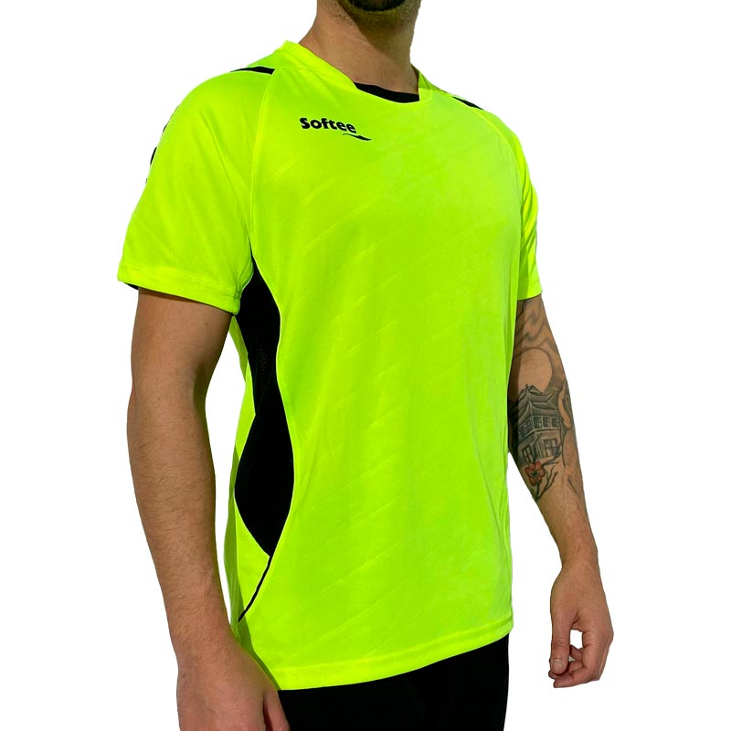 Camiseta Softee Play Amarillo Fluor Negro - Barata Oferta Outlet
