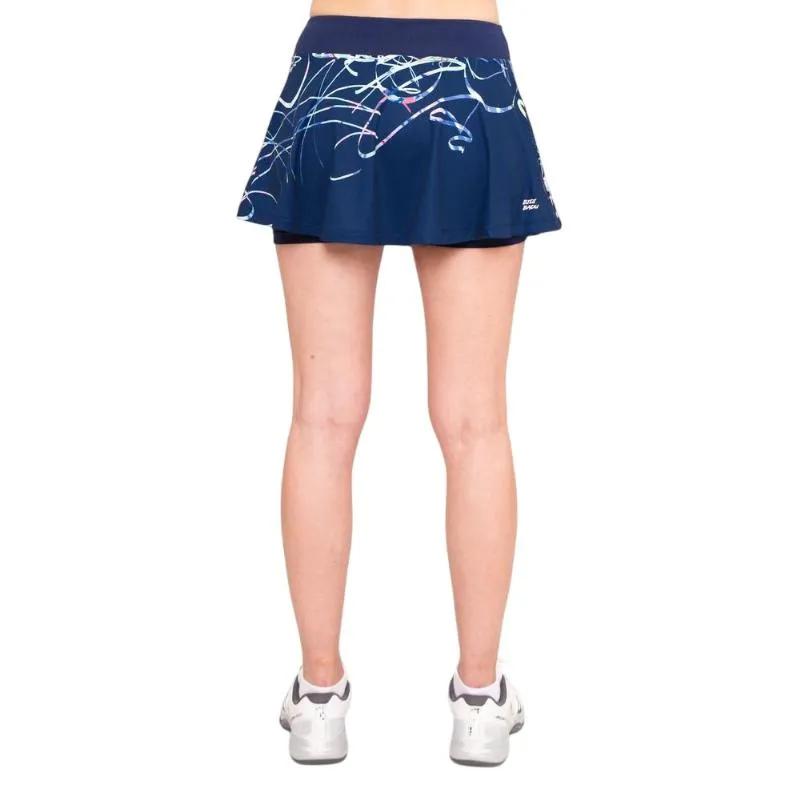 Falda Bidi Badu Decoration Printed Wavy Azul Oscuro