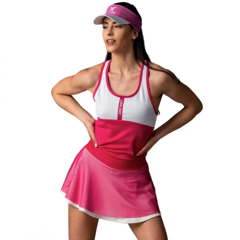 Falda Drop Shot Azalea Rosa Blanco