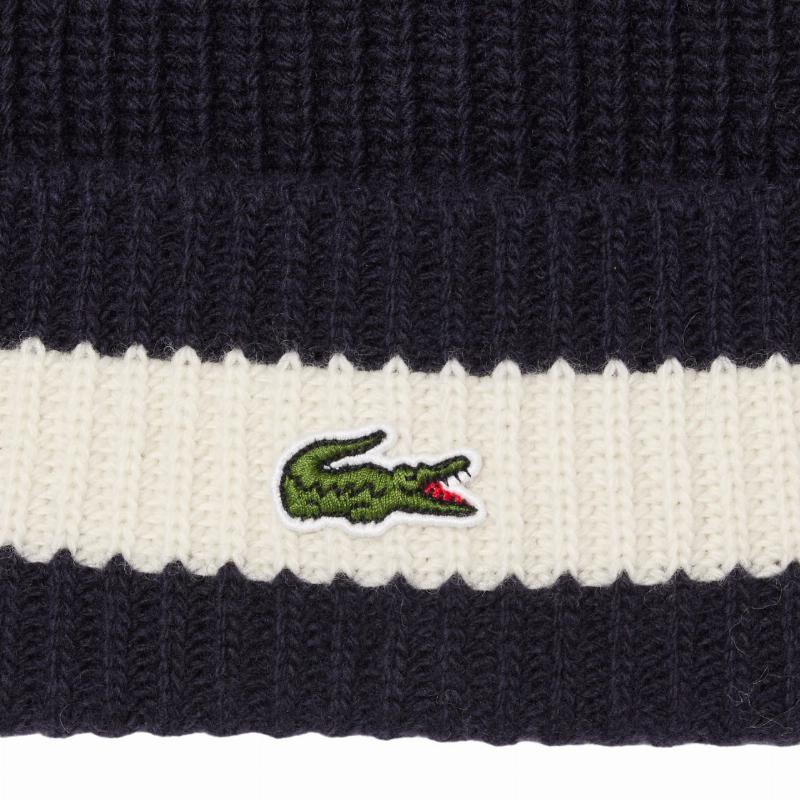 Lacoste Navy Blue White Wool Hat