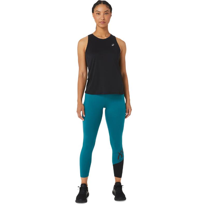 Mallas Asics Tiger 7/8 Perfomance Verde Pino Negro - Barata Oferta Outlet