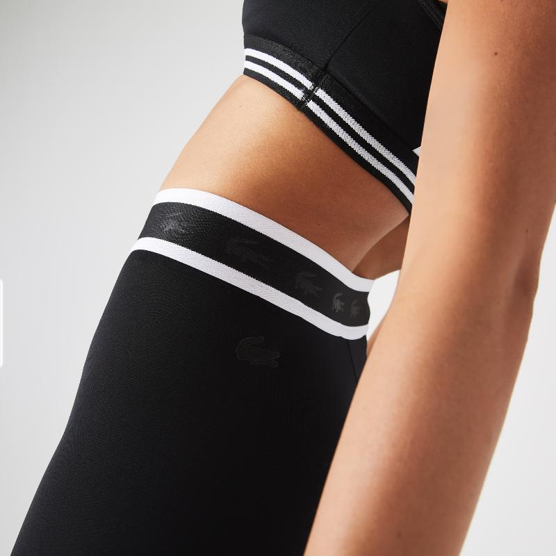 Mallas Lacoste Sport Cintura Estampada 7/8 Negro - Barata Oferta Outlet