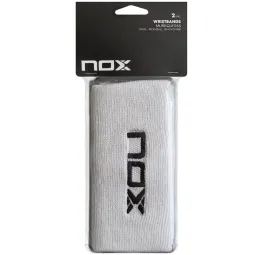 Munequeras Nox Long White Logo Black 2 Units