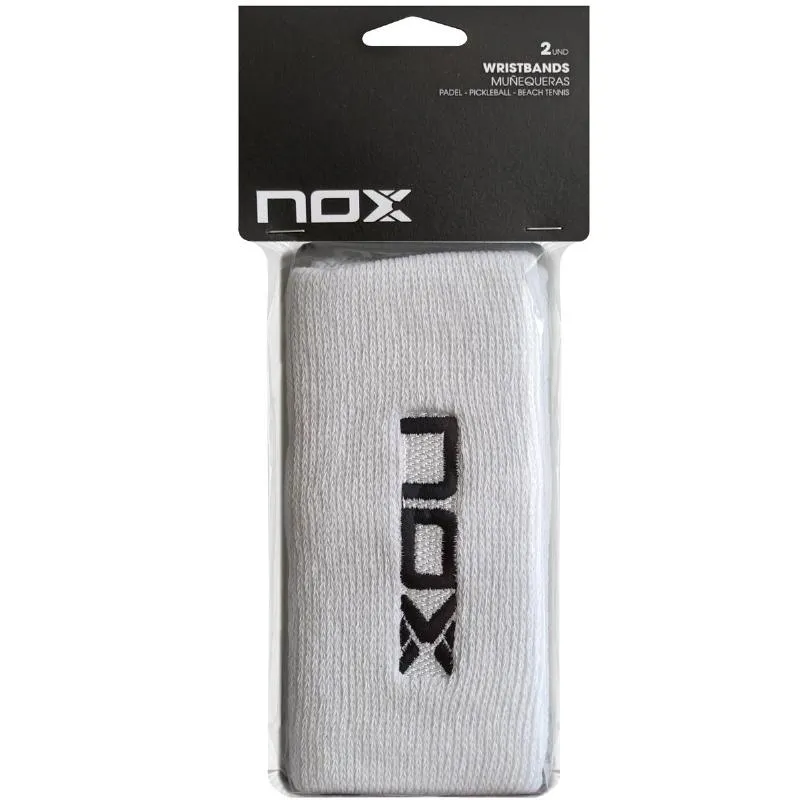 Munequeras Nox Long White Logo Black 2 Units