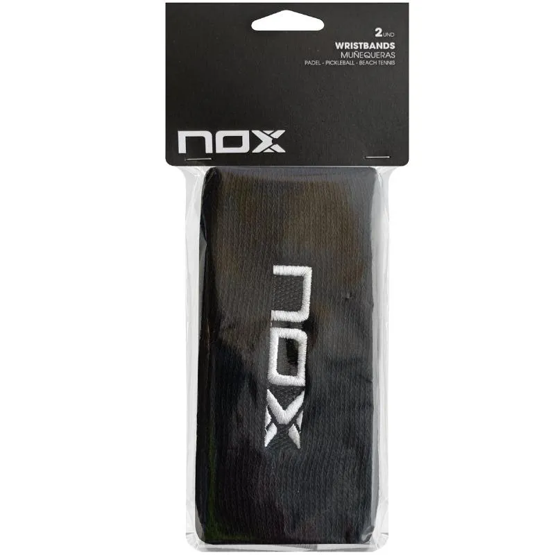 Munequeras Nox Long Black Logo White 2 Units