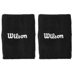 Wilson Wide Terry Black Wristbands 2 Units