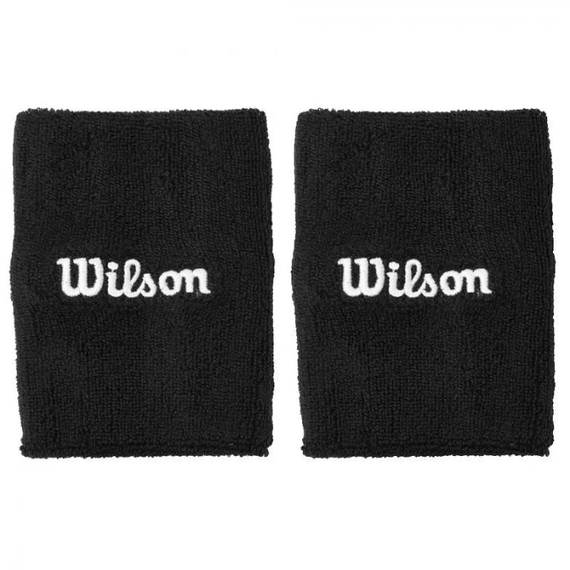 Wilson Wide Terry Black Wristbands 2 Units