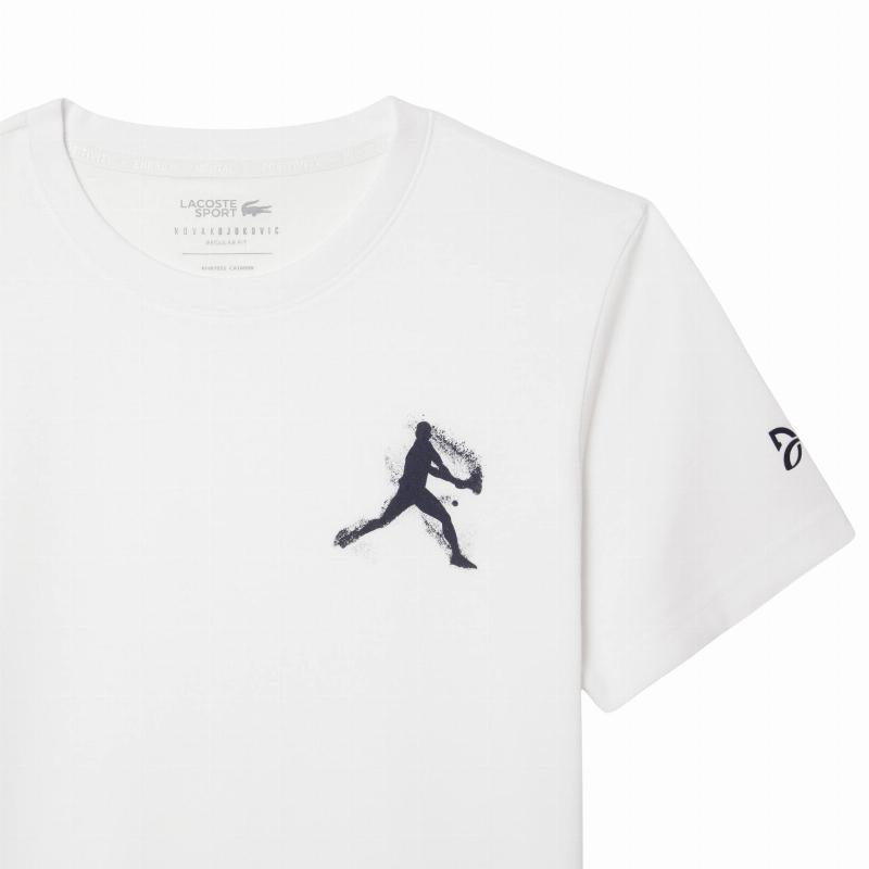 Pack Camiseta Lacoste Novak Djokovic Blanco y Gorra Marino
