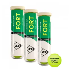 Pack de 3 Botes de 4 Pelotas Dunlop Fort All Court Tenis