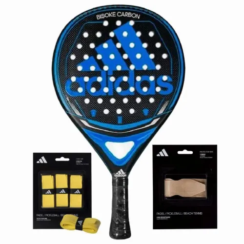 Adidas Bisoke Carbon Blue Schlägerpaket mit Overgrips und Protektor