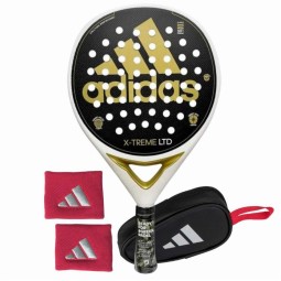 Pack Adidas X-Treme White Gold Racket with Coin Purse and Wrist Bags
