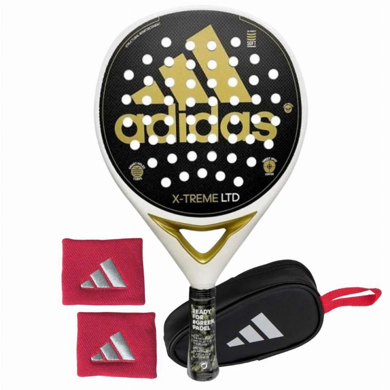 Pack Adidas X-Treme White Gold Racket with Coin Purse and Wrist Bags