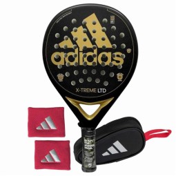 Pack Adidas X-Treme Black Gold Racket with Coin Purse and Wrist Bags