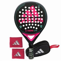 Pack Adidas X-Treme Black Pink Racket with Coin Purse and Wrist Bags