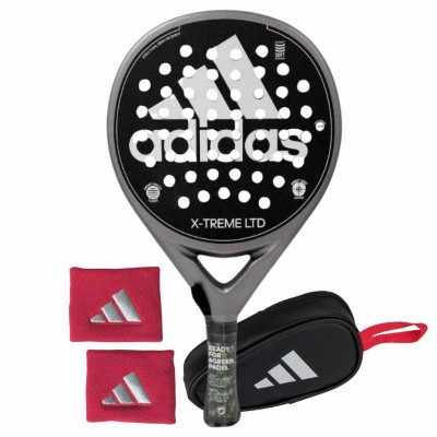Pack Adidas X-Treme Silver White Racket with Coin Purse and Wrist Bags