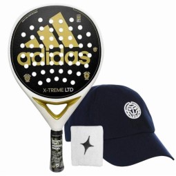 Pack Pala Adidas X-Treme Blanco Oro con Gorra y Munequera