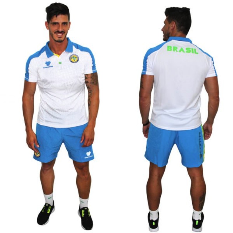 Polo Cartri Brasil Fabio Blanco Azul Junior - Barata Oferta Outlet