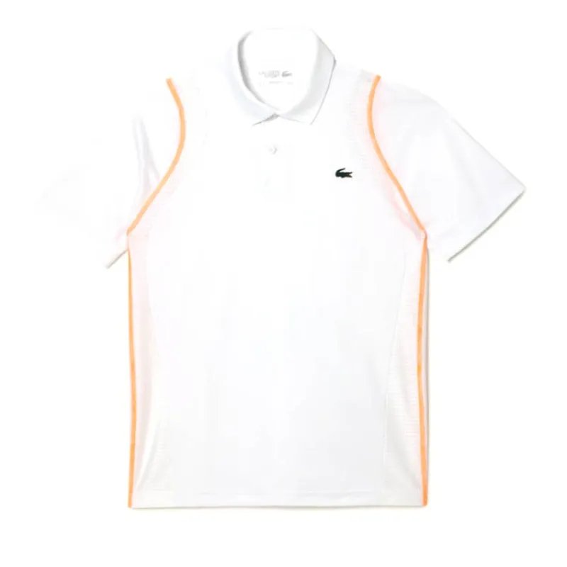 Lacoste Recycled Polyester Polo Shirt White Orange