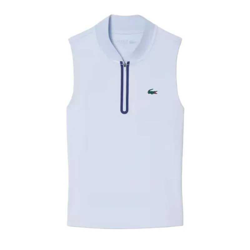 Polo Lacoste Sleeveless Ultra Dry Azul Claro Mujer
